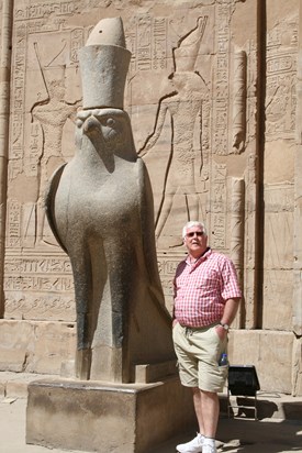 One man and his bird at the Temple at Kom Ombo 14 Mar 2009