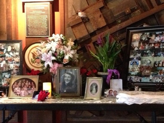 Table of memories at Mary Jo's memorial.
