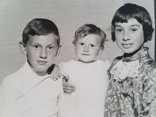 Debbie as a baby with her old brother Kevin and Sister Alison