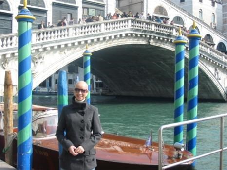 Sam at the Rialto bridge in Venice
