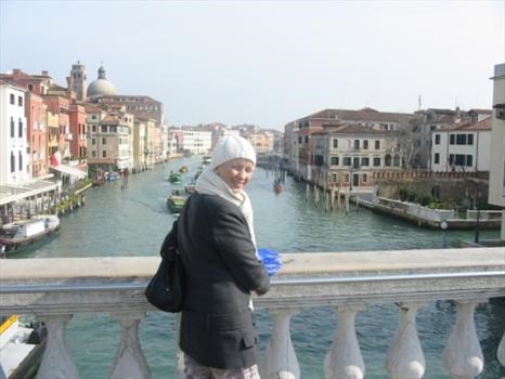 Sam looking down the Grand Canal in Venice