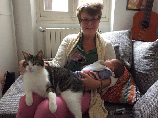 Mum, Owen and our cat Stan, April 2015