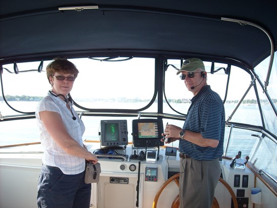 The Captain and best Mate, sailing with Roy and Chris in Connecticut waters, 2009