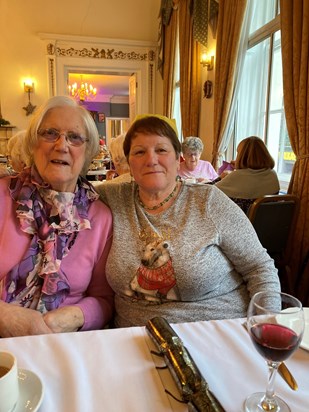 Linda Onions & Lilian at Afternoon Tea December 2023 with Cannock WI