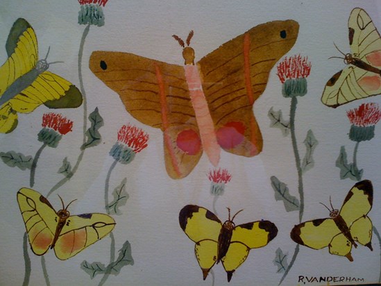 Dad LOVED butterflies.  One of his painting "phases" was of cityscapes from a butterfly's view.