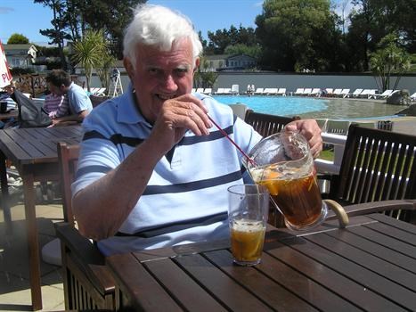 Enjoying a Pimms in Aug 2008