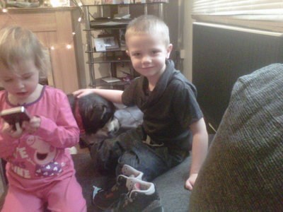 Xmas Day with his dog Diesel and little sister xxx