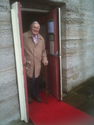 Dad gets the red carpet treatment at the Square Tower.