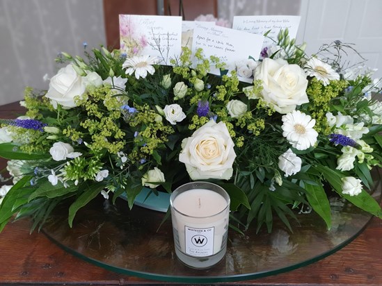 Mum's flowers with the Whiteside candle