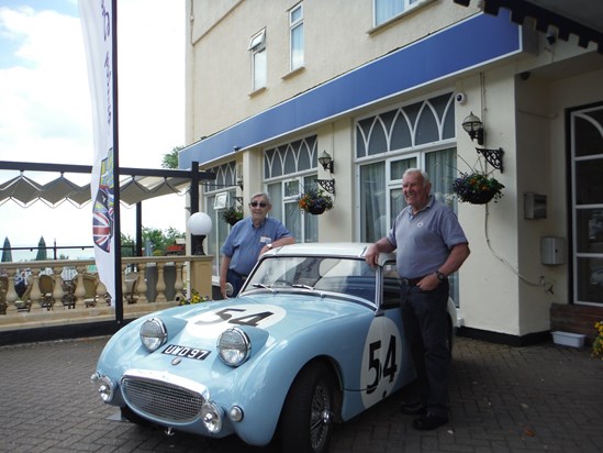 Mike and Clive with Sebring Sprite at HDC Weekend 2018