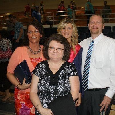 Rachel on her graduation with Amanada, Wally and me (mamaw)