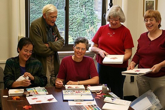 Jack's art class at Cornell with Horticulture staff