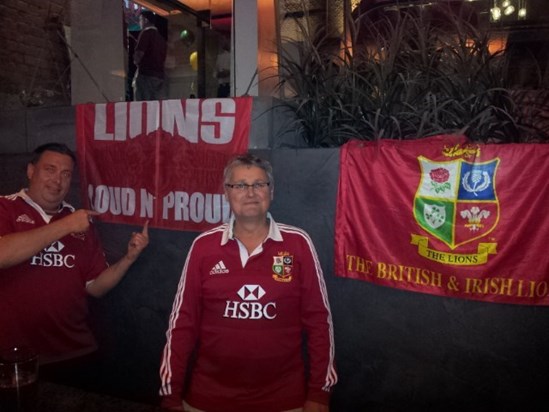 Conor proudly supporting the Lions in Melbourne