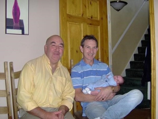 Dad with Harry when he was born 