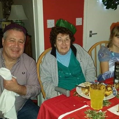 Christmas Day me and mum. Our tradition of visiting the Legion for a couple of beers before going back  for our Christmas Day feast, exchanging gifts and playing games. Miss you mum/nan/great nan. Love you forever