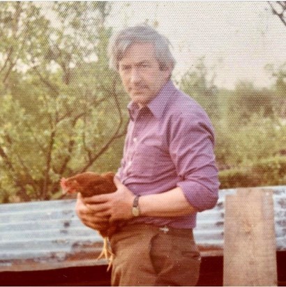 Dad with a chicken! 