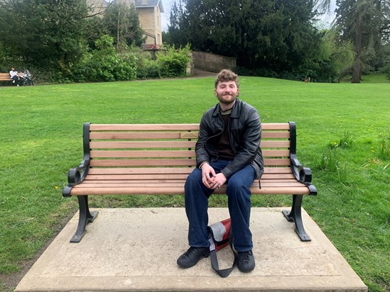 Bench dedicated to prof Vic Scott from Cheryl Andreana and Michael in Sydney gardens …. With grandson leon 