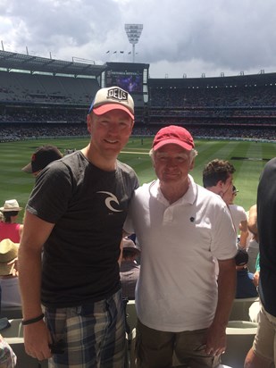 Howzat with son-in-law Jon at Melbourne Cricket Ground