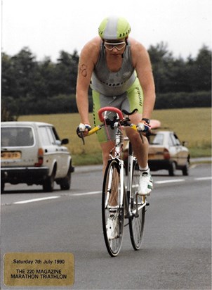 Duncan cycling in is 1990 220 Magazine Marathon Triathlon