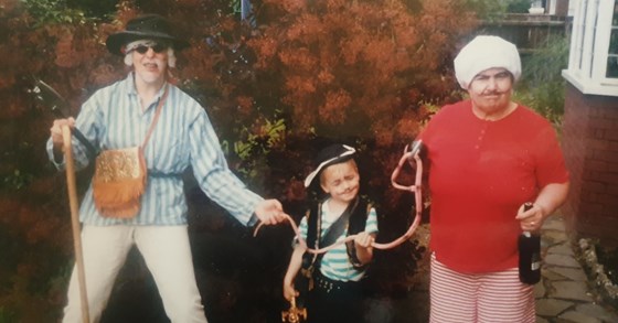 Nannan, Auntie Karen, and I, as pirates. I think Nannan and I suited the pencil moustaches, haha.