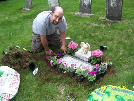 Daddy planting the flowers!