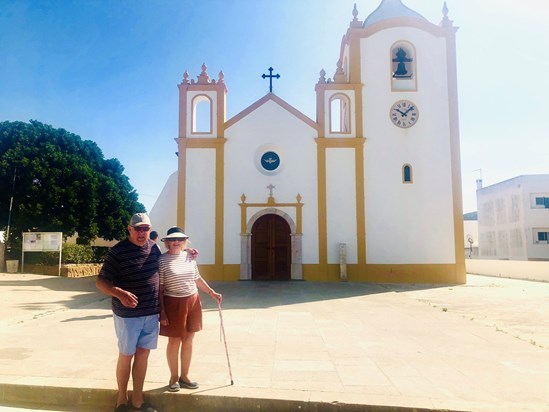 Janet & Ken outside the church in Praia da Luz (summer 2019)