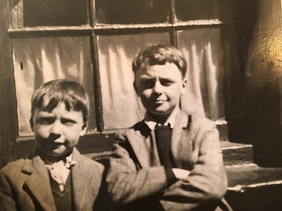 Eddie with big brother Bill outside 89 Cameron Street, c1945