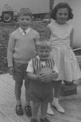 John with ball and waistcoat with brother Paul and cousin Hazel