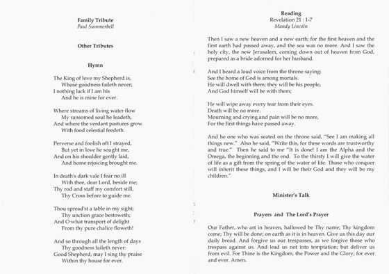 John Summerbell Order of Service pages 4 and 5