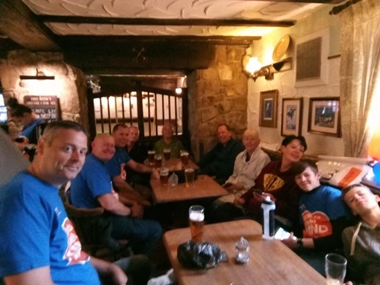 08/09/18 Dots ramblers resting in the Cross Keys for vital refreshments