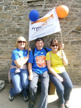 Mary, Owen and Pat having a rest but still holding one of the banners.