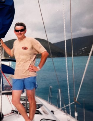 Our good friend Keith sailing in the British Virgin Islands. 