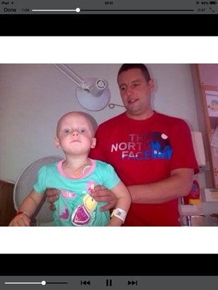 Millie just before her 8 hour operation to remove her primary cancerous tumour, with her daddy