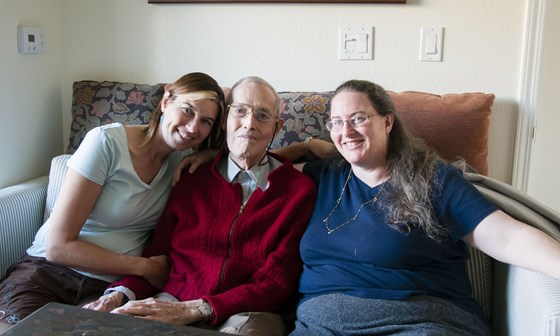 with grandnieces Tanya and Lisa, 2007