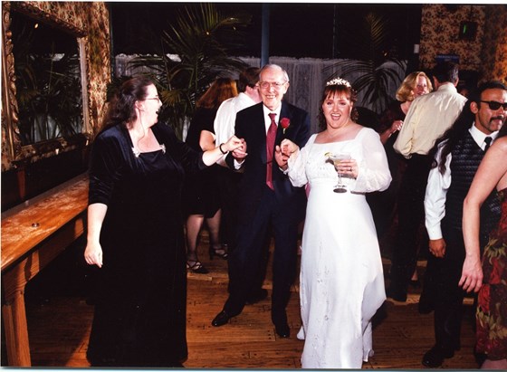 Dancing fun! Lisa Henderson, Bill Edson and Elizabeth Wilson at Elizabeth's wedding 11-23-2002