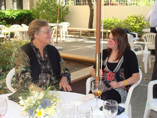 Judy and Nettie at the courtyard reception