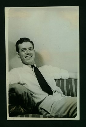 Bill on the couch at Sally's Aunt Mabel's in New York where they met
