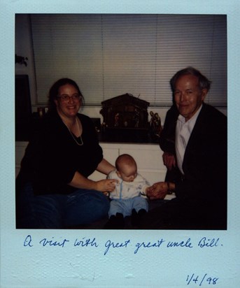 Baby Robert meets his Great-grand-uncle Bill for the first time in 1998.