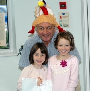 Christmas eve celebrations at Wylies - complete with Turkey hat