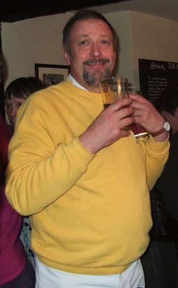 Relaxing with a beer at a social do in 2005