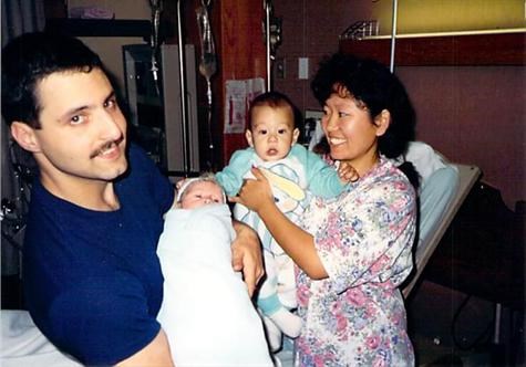 Karin and Matthew with Scott and newborn Nicholas.