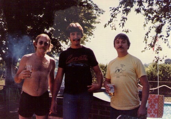 The man I know as Bugsy; in the early 80's with his friends, my father, Larry in the middle