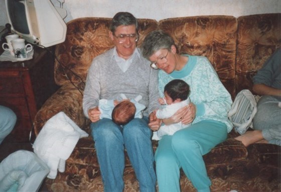 Mum and Dad with newborn Tom and Verna 1992