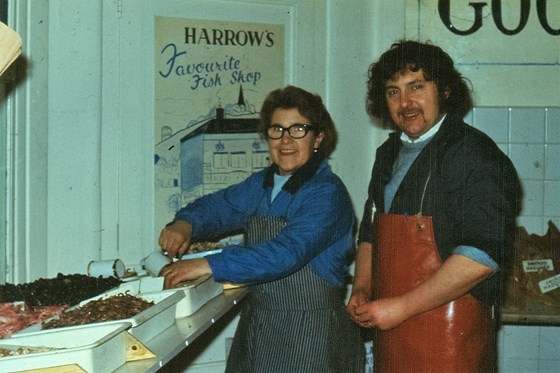 Lucy and Michael in the Fish Shop. Got to be the 70's with that moustache!