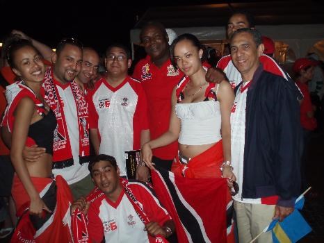 Jason centre: celebrating Soca Warriors world cup game 2006