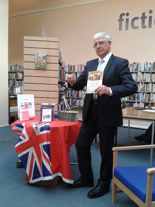 Jimmy speaking at Portswood Library about his book, Growing Up in Wartime Southampton: Other People's Trousers, 2014
