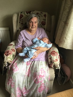 First time meeting her Great Grandson, James