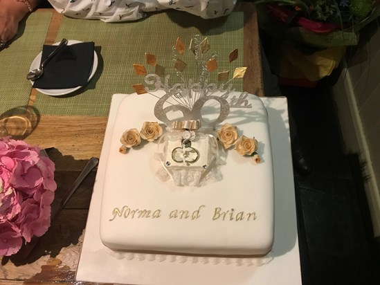 Norma and Brian’s 60th wedding anniversary cake made on this occasion by her special friend Avril