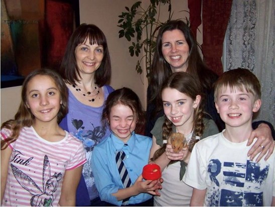 Mum & daughters with her childhood friend & her kids 