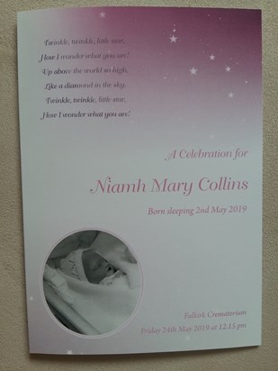 2019 05 24 Niamh's Order of Service